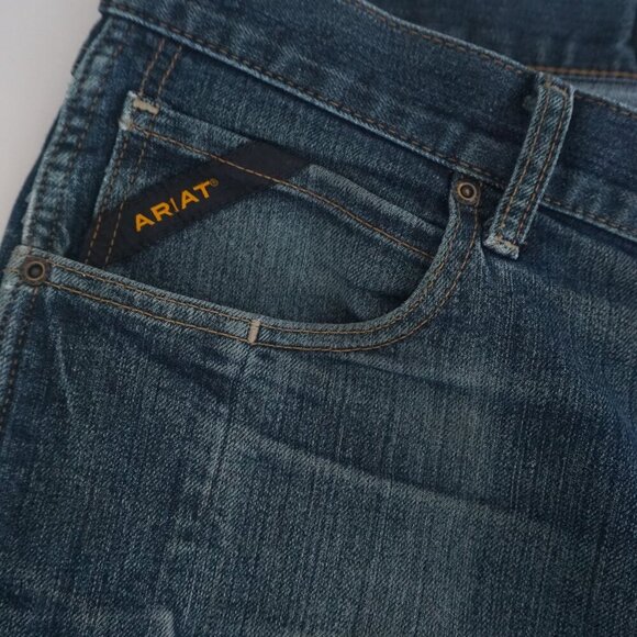 Ariat Rebar M5 Straight Leg Dark Wash Cowboy Western Denim Blue Jeans 35X32 - Picture 10 of 12